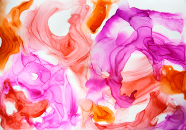 Ζωγραφική με τίτλο "Orange-magenta abst…" από Svetlana Saratova, Αυθεντικά έργα τέχνης, Μελάνι