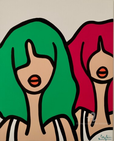 Peinture intitulée "Sorbet Pastèque" par Caroline Montigneaux, Œuvre d'art originale, Acrylique Monté sur Châssis en bois