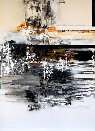 White and black lines, national style. Abstract original lux 绘画 标题为“White and black lin…” 由Tatiana Malinovscaia, 原创艺术品, 丙烯