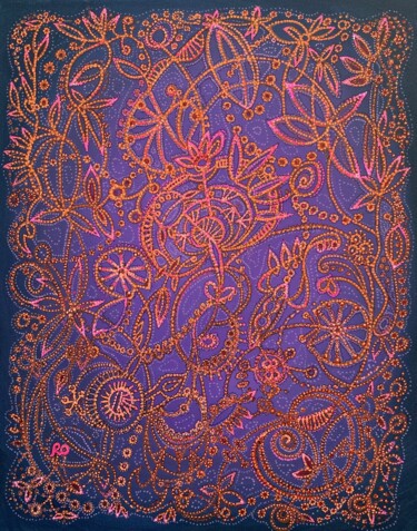 Original painting "Orange lace patterns” 제목이 "Original painting "…"인 미술작품 Olga Rokhmanyuk (ROArtUS)로, 원작, 아크릴