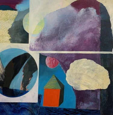 Painting titled "Été lointain" by Marie-Claude Mainguy, Original Artwork, Acrylic Mounted on Wood Stretcher frame
