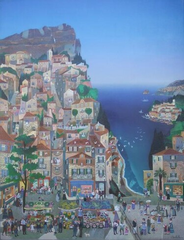 Peinture intitulée "MOYENNE CORNICHE" par Bernard Ambielle, Œuvre d'art originale, Huile
