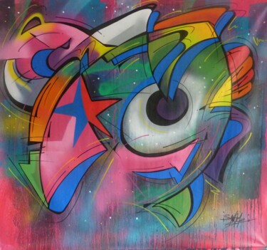 Peinture intitulée "100 titres 95" par Saname, Œuvre d'art originale, Bombe aérosol
