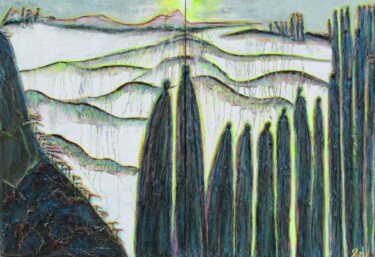 Painting titled "un autre monde" by Béatrice Pillard, Original Artwork, Oil
