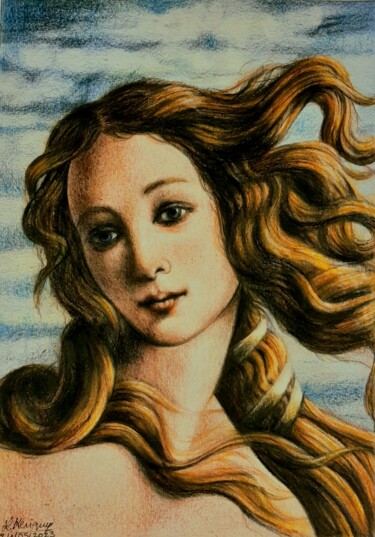 Dessin intitulée "La déesse de l'amour" par Laurence Keriguy, Œuvre d'art originale, Crayon