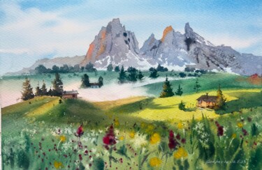 Spring in the Alps 제목이 "Spring in the Alps"인 미술작품 Eugenia Gorbacheva로, 원작, 수채화