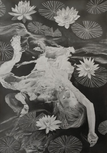 图画 标题为“Ophelia” 由Sandrine Borgniet, 原创艺术品, 铅笔