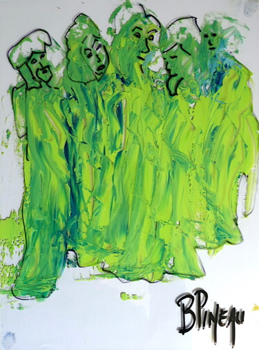 绘画 标题为“V020H40 poissons” 由Bernard Pineau, 原创艺术品, 油