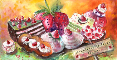 제목이 "Strawberry Feelings…"인 미술작품 Miki De Goodaboom로, 원작, 수채화