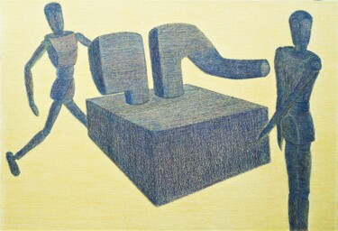 Disegno intitolato "Manichini e totem-M…" da Francesco Cagnato, Opera d'arte originale, Pastello