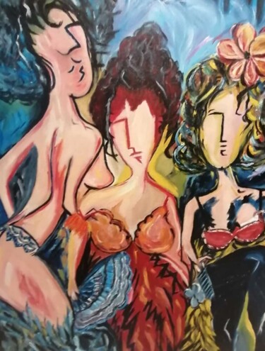 Este grupo Pintura titulada "Este grupo" por Encarnita Martin, Obra de arte original, Oleo Montado en Bastidor de camilla de madera