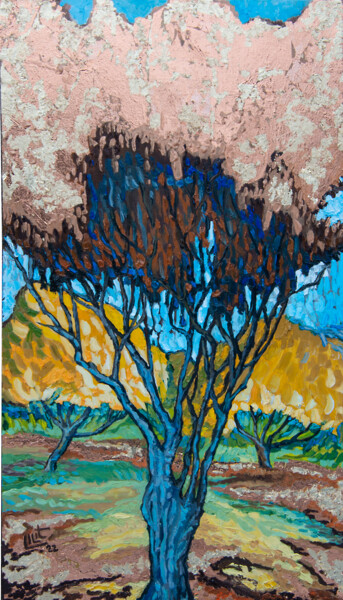 Painting titled "Golden Almond" by Lilit Vardanyan, Original Artwork, Oil