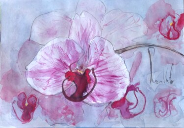 제목이 "Étude d'Orchidées"인 미술작품 Pierre Milosavljevic로, 원작, 수채화