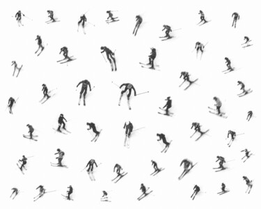 The World From Above - Ski Explosion - Special Edition - 1/1 Fotografie getiteld "The World From Abov…" door Werner Roelandt, Origineel Kunstwerk, Digitale fotografie Gemonteerd op Alum…