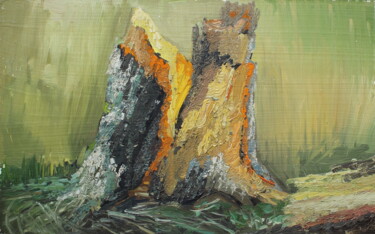 Peinture intitulée "Пень" par Tat Ana Fedorova Popova, Œuvre d'art originale, Huile