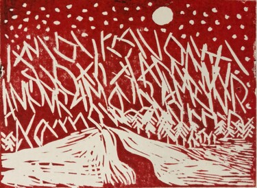 Printmaking titled "La montagne d’Amour" by Sandra Bédu, Original Artwork, Linocuts