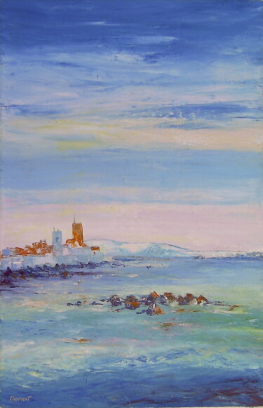 Peinture intitulée "ANTIBES - les rempa…" par Michèle Froment, Œuvre d'art originale, Huile Monté sur Châssis en bois