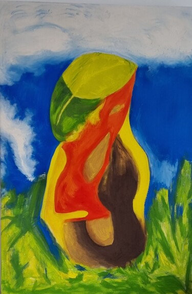 Painting titled "Consolation" by Aima Martín, Original Artwork, Pigments Mounted on Wood Stretcher frame