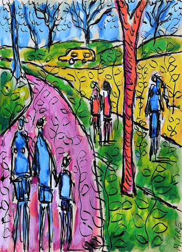 「Road to GoodLuck」というタイトルの絵画 Jean Mirreによって, オリジナルのアートワーク, オイル