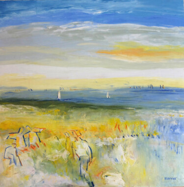 Peinture intitulée "PROMENADE AU BORD D…" par Michèle Froment, Œuvre d'art originale, Huile Monté sur Châssis en bois