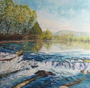 Peinture intitulée "Le barrage de la pr…" par Claude Rollet, Œuvre d'art originale, Huile Monté sur Châssis en bois