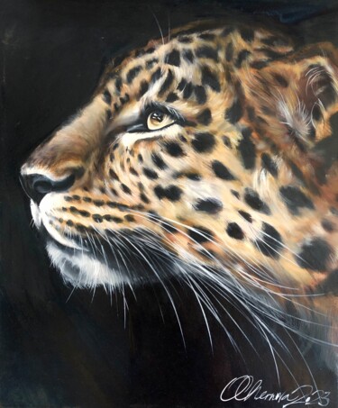 绘画 标题为“Portrait of a Leopa…” 由Olga Chernova, 原创艺术品, 油