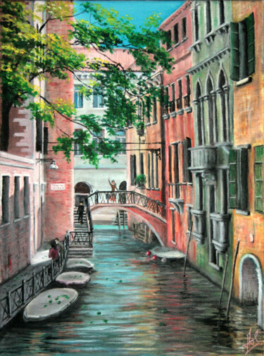 Картина под названием "Venice" - Larisa Leontjeva, Подлинное произведение искусства, Масло