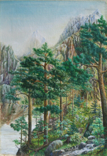 Картина под названием "Altai" - Larisa Leontjeva, Подлинное произведение искусства, Масло