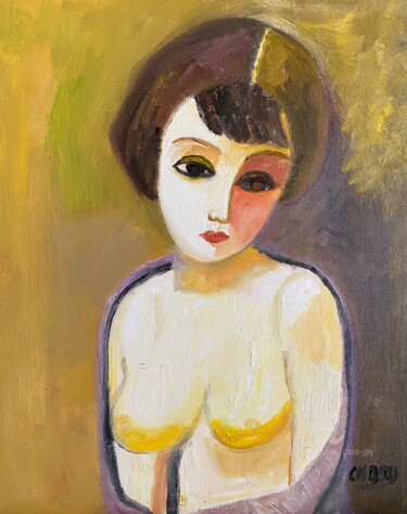 Peinture intitulée ""Carlotta"" par Claire Marie Gay, Œuvre d'art originale, Huile Monté sur Panneau de bois
