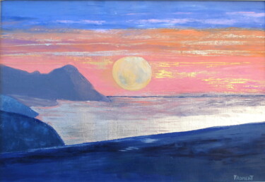 Peinture intitulée "LEVER DE LUNE1 REF.…" par Michèle Froment, Œuvre d'art originale, Huile Monté sur Châssis en bois