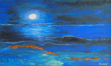 Peinture intitulée "LEVER DE LUNE REF.3…" par Michèle Froment, Œuvre d'art originale, Huile Monté sur Châssis en bois