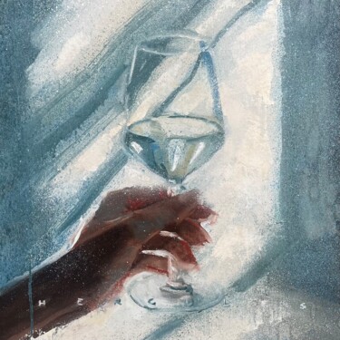 Schilderij getiteld "AFTERNOON WINE, SUN…" door Hercules, Origineel Kunstwerk, Olie