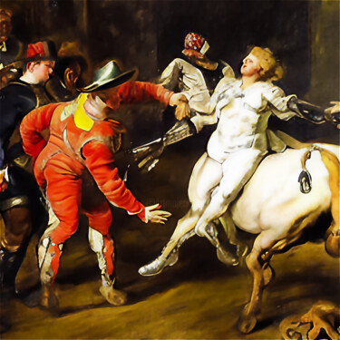 数字艺术 标题为“IN THE STYLE OF RUB…” 由Josep Domènech, 原创艺术品, AI生成的图像 安装在纸板上