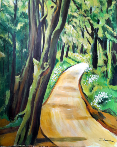 Painting titled "Um caminho na serra…" by Ildemarina Rodrigo, Original Artwork, Acrylic