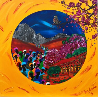 Peinture intitulée "Sous le vent d'Asie" par Nadodo, Œuvre d'art originale, Acrylique Monté sur Châssis en bois