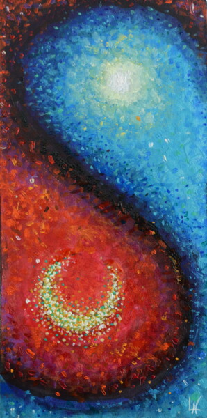 Peinture intitulée "Moon and Sun" par Ludovic Lan, Œuvre d'art originale, Huile