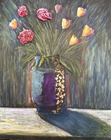 Fleurs dans le vase Murano Pittura intitolato "Fleurs dans le vase…" da Alsin, Opera d'arte originale, Olio