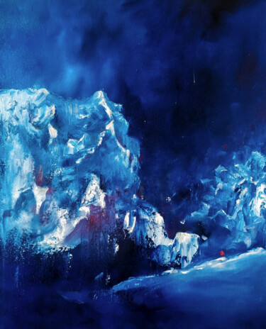 Painting titled "Annapurna" by Auriane Phillippon, Original Artwork, Oil Mounted on Wood Stretcher frame