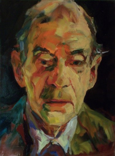 Peinture intitulée "Vieil homme aux yeu…" par Karine Lemoine, Œuvre d'art originale, Huile