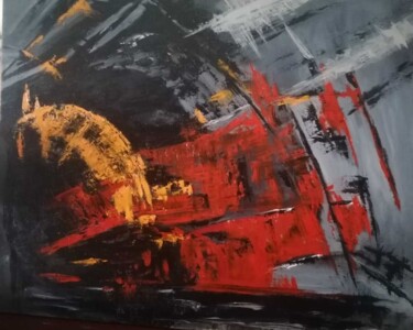 Pintura titulada "Negro sobre gris y…" por Encarnita Martin, Obra de arte original, Oleo Montado en Bastidor de camilla de m…