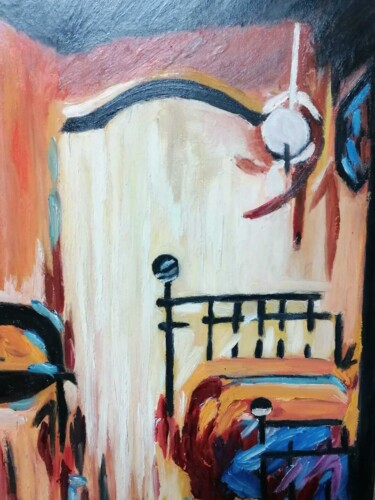Pintura titulada "Cama antigua" por Encarnita Martin, Obra de arte original, Oleo Montado en Bastidor de camilla de madera