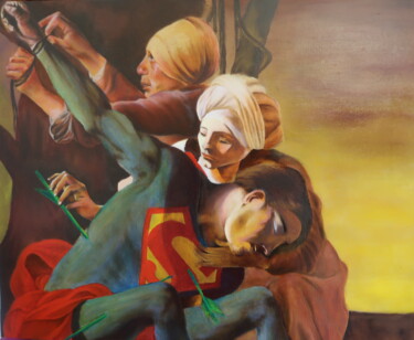 绘画 标题为“Superman soigné par…” 由Stephane Louveau, 原创艺术品, 油