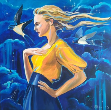 In the sky Painting titled "In the sky" by Olha Komisaryk (OK), Original Artwork, Acrylic