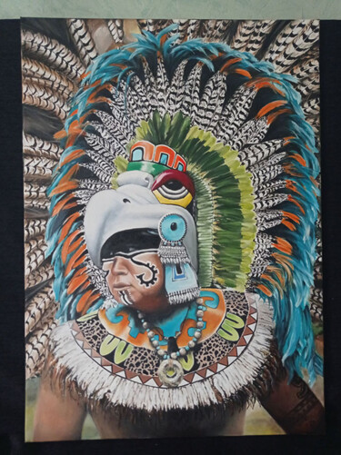绘画 标题为“Aztec” 由Jany.M, 原创艺术品, 油 安装在木质担架架上