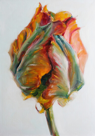 Тюльпан parrot Peinture intitulée "Тюльпан parrot" par Katerina Braiko, Œuvre d'art originale, Huile