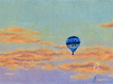 Peinture intitulée ""Reise in die Wolke…" par Natalia Jelusic, Œuvre d'art originale, Pastel