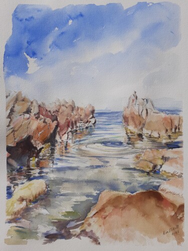 Peinture intitulée "Calanque de la Galè…" par Eve Elikoff, Œuvre d'art originale, Aquarelle
