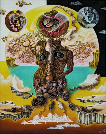 绘画 标题为“Tree of Life (Trium)” 由Edgar Soteras, 原创艺术品, 丙烯 安装在木质担架架上