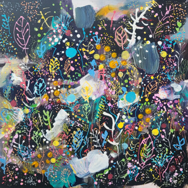 Malerei mit dem Titel "La vie nocturne des…" von Muriel Cayet, Original-Kunstwerk, Acryl Auf Keilrahmen aus Holz montiert