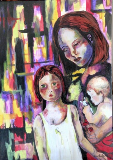 Dans la tourmente Peinture intitulée "Dans la tourmente" par Nicole Bachelard, Œuvre d'art originale, Acrylique Monté sur Châssis en bois